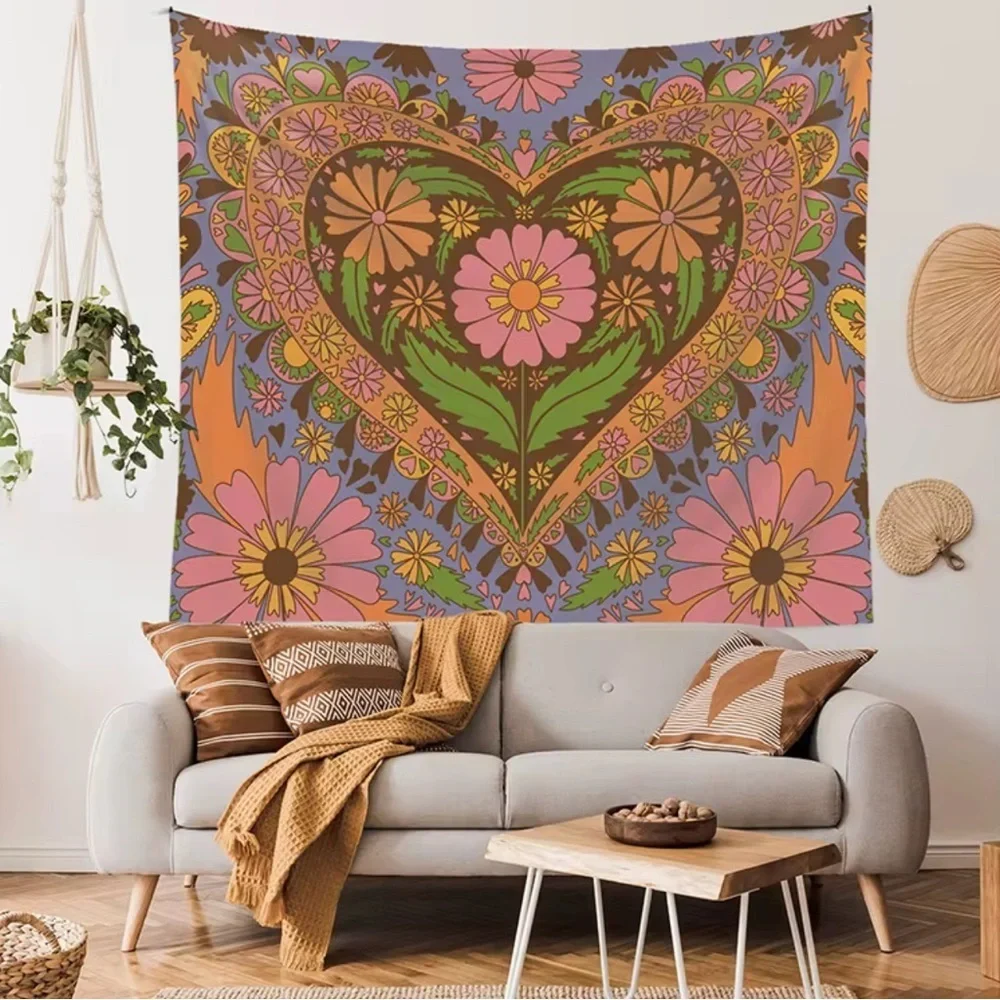 Floral Heart Wall Tapestry